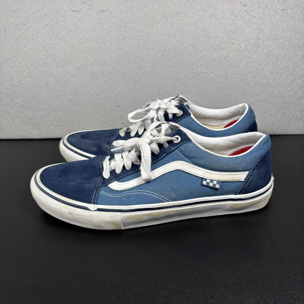 Vans Old Skool Skateboarding Shoes Navy Blue Suede Canvas Mens Size 11 Sneakers
